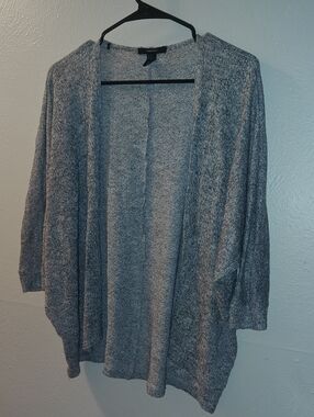 Forever 21 Open-Front Gray Marled Knit Sweater Cardigan Sz M